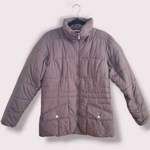 Columbia Women's Puffer Jacket Winter Coat Size Medium Taupe Zip Up